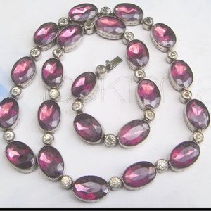 Antique Art Deco Amethyst Silver paste Necklace